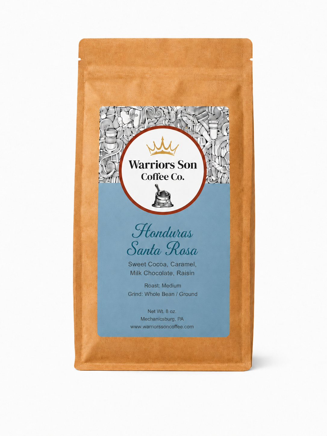 Warriors Son Coffee Co. Honduras Santa Rosa coffee package on a white background