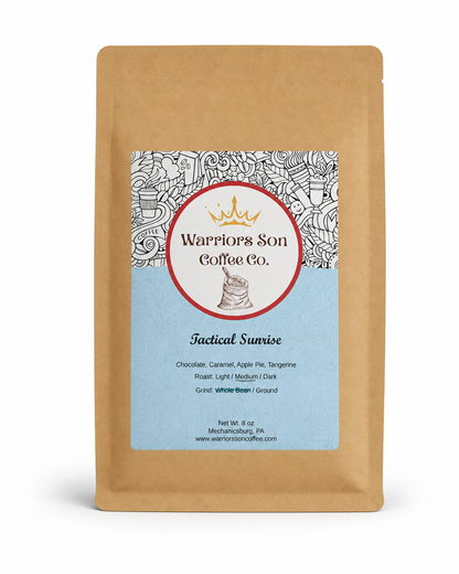 Warrior's Son Coffee Co. coffee package with a label on a white background